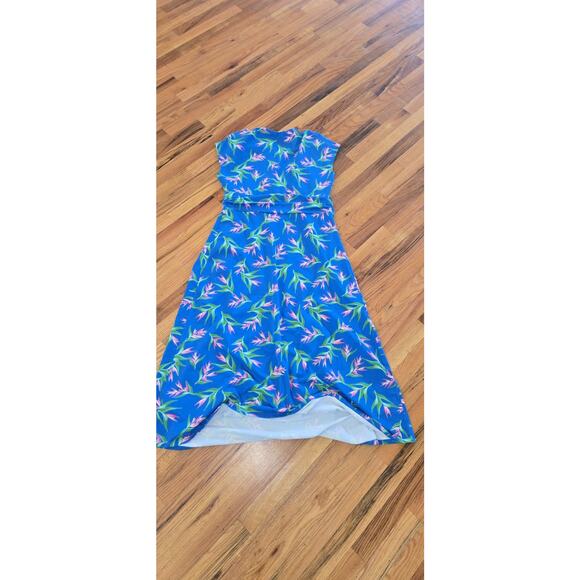 Lands's End Women's Blue Short Sleeve Maxi Dress LG Floral Comfort - Picture 9 of 11